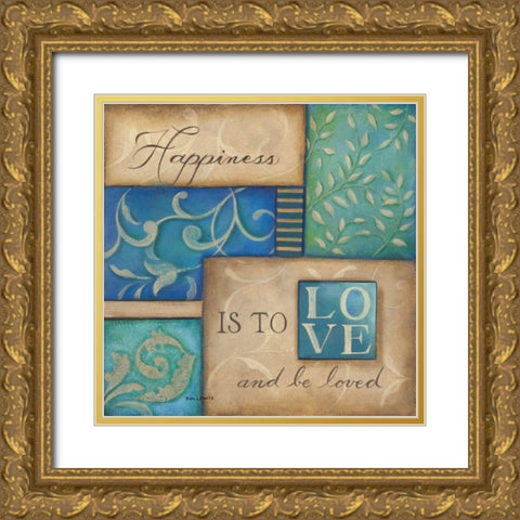 Happiness Gold Ornate Wood Framed Art Print with Double Matting by Lewis, Kim