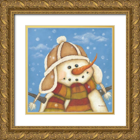 Snowman I Gold Ornate Wood Framed Art Print with Double Matting by Lewis, Kim