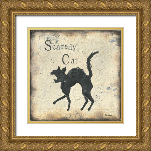 Scaredy Cat Gold Ornate Wood Framed Art Print with Double Matting by Lewis, Kim