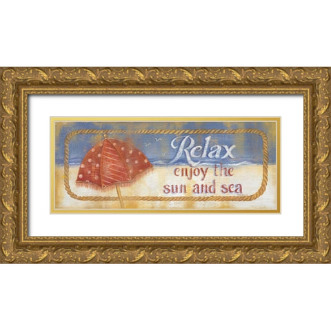 Enjoy the Sand and Sea Gold Ornate Wood Framed Art Print with Double Matting by Lewis, Kim