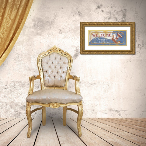 Drop Your Anchor Here Gold Ornate Wood Framed Art Print with Double Matting by Lewis, Kim
