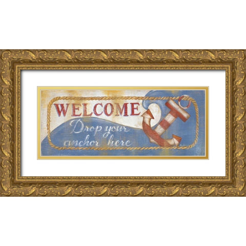Drop Your Anchor Here Gold Ornate Wood Framed Art Print with Double Matting by Lewis, Kim