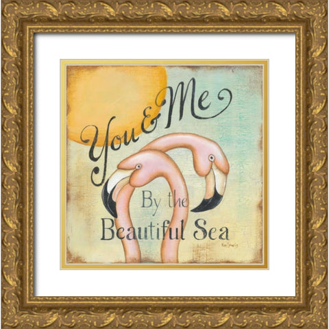 You and Me Gold Ornate Wood Framed Art Print with Double Matting by Lewis, Kim