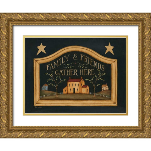 Family and Friends Gold Ornate Wood Framed Art Print with Double Matting by Lewis, Kim