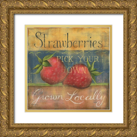 Strawberries Gold Ornate Wood Framed Art Print with Double Matting by Lewis, Kim