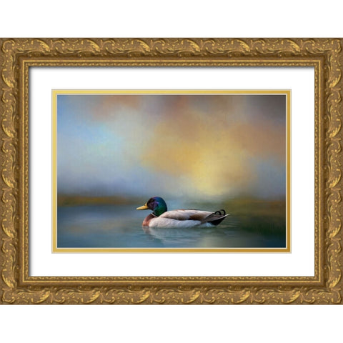 Relaxing Swim Gold Ornate Wood Framed Art Print with Double Matting by Parker, Kelley