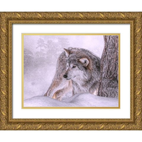 Winters First Hunt Gold Ornate Wood Framed Art Print with Double Matting by Parker, Kelley