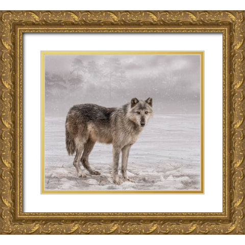 The Wolf of Winter Gold Ornate Wood Framed Art Print with Double Matting by Parker, Kelley