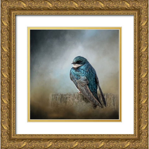 Pretty Boy Blue Gold Ornate Wood Framed Art Print with Double Matting by Parker, Kelley