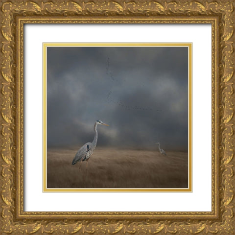 Herons Sanctuary Gold Ornate Wood Framed Art Print with Double Matting by Parker, Kelley