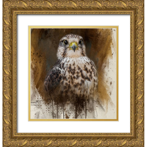 Falcon Spirit Gold Ornate Wood Framed Art Print with Double Matting by Parker, Kelley