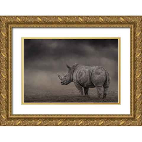 Shade of Gray Gold Ornate Wood Framed Art Print with Double Matting by Parker, Kelley