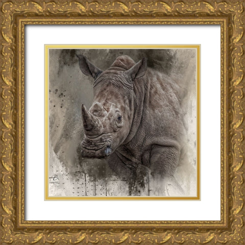 Spirit of the Rhino Gold Ornate Wood Framed Art Print with Double Matting by Parker, Kelley