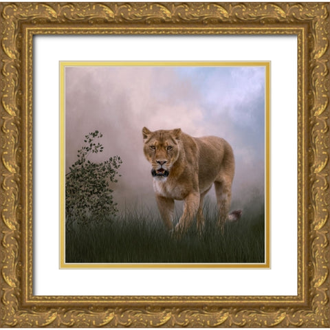 Daily Prowl Gold Ornate Wood Framed Art Print with Double Matting by Parker, Kelley