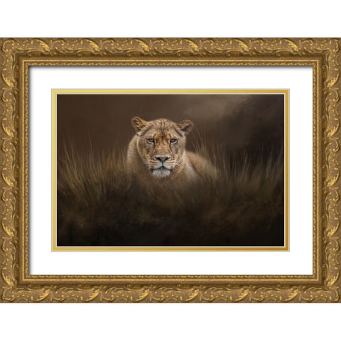 Hiding in the Grass Gold Ornate Wood Framed Art Print with Double Matting by Parker, Kelley