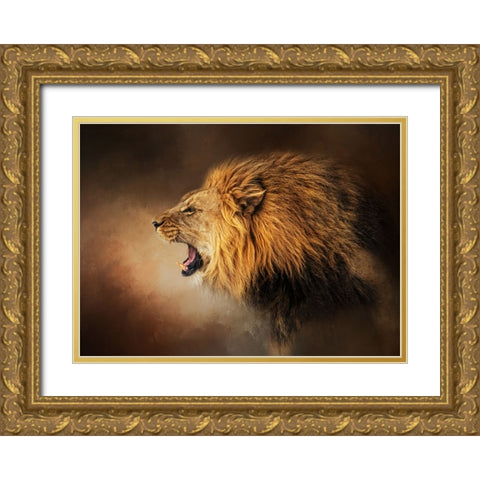 Hear Me Roar Gold Ornate Wood Framed Art Print with Double Matting by Parker, Kelley