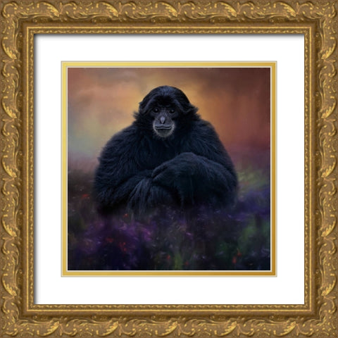 Flower Monkey Gold Ornate Wood Framed Art Print with Double Matting by Parker, Kelley