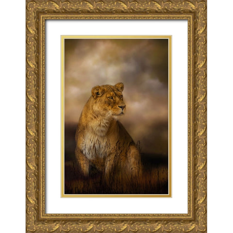 Lone Huntress Gold Ornate Wood Framed Art Print with Double Matting by Parker, Kelley
