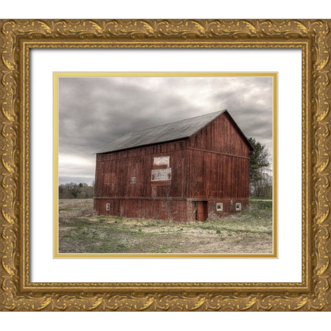 Old Red Gold Ornate Wood Framed Art Print with Double Matting by Parker, Kelley