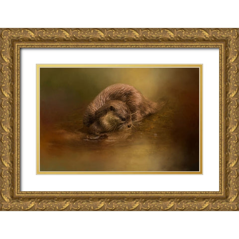 Otter Curiosity Gold Ornate Wood Framed Art Print with Double Matting by Parker, Kelley