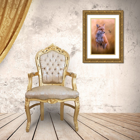 Watching Butterflies Gold Ornate Wood Framed Art Print with Double Matting by Parker, Kelley