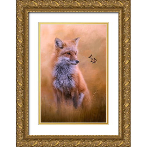 Watching Butterflies Gold Ornate Wood Framed Art Print with Double Matting by Parker, Kelley