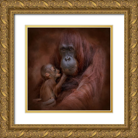 A Mothers Love Gold Ornate Wood Framed Art Print with Double Matting by Parker, Kelley