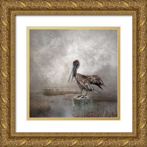 Visitor to the Marshes Gold Ornate Wood Framed Art Print with Double Matting by Parker, Kelley
