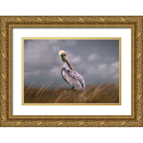 Pelican Way Gold Ornate Wood Framed Art Print with Double Matting by Parker, Kelley