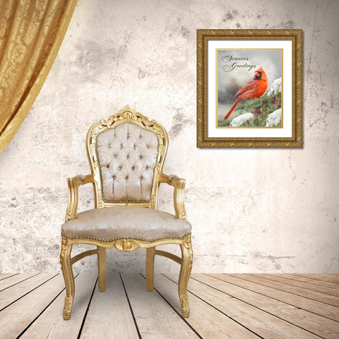 Seasons Greetings Gold Ornate Wood Framed Art Print with Double Matting by Parker, Kelley