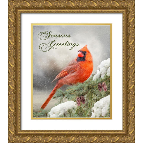 Seasons Greetings Gold Ornate Wood Framed Art Print with Double Matting by Parker, Kelley