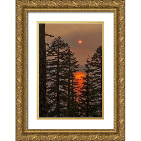 Smokey Sunset - Crater Lake Gold Ornate Wood Framed Art Print with Double Matting by McFerrin, Larry