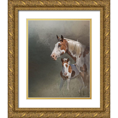 Chinook and Her Foal Gold Ornate Wood Framed Art Print with Double Matting by McFerrin, Larry