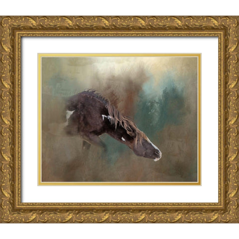Majesty - Wild Stallion Gold Ornate Wood Framed Art Print with Double Matting by McFerrin, Larry