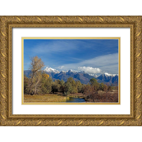 Mission Mountains Gold Ornate Wood Framed Art Print with Double Matting by McFerrin, Larry