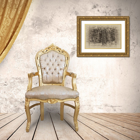 Cabin in the Woods Gold Ornate Wood Framed Art Print with Double Matting by McFerrin, Larry