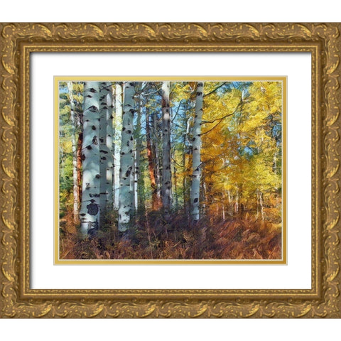 Autumn Aspens Gold Ornate Wood Framed Art Print with Double Matting by McFerrin, Larry