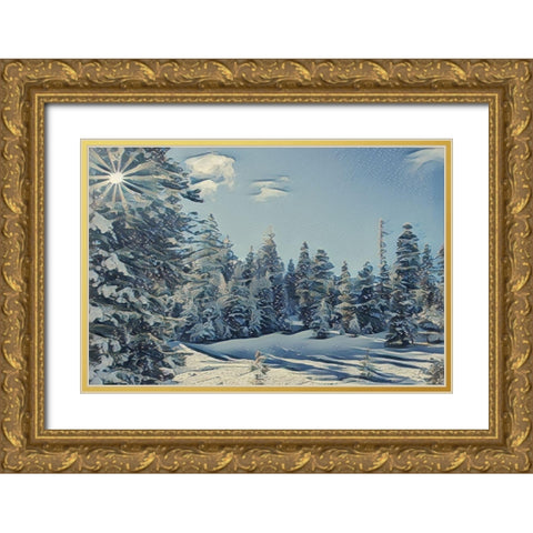 December Dreams Gold Ornate Wood Framed Art Print with Double Matting by McFerrin, Larry