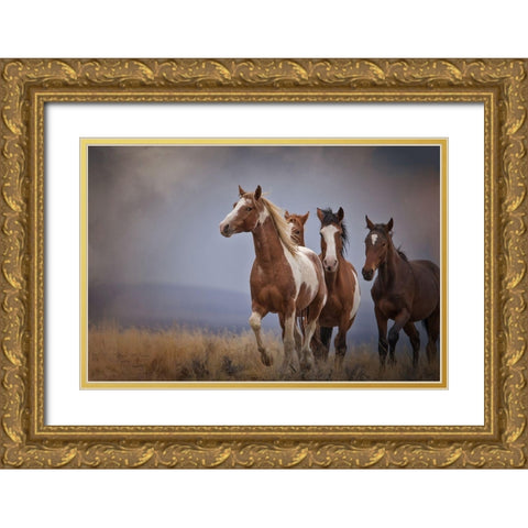 Wild Stallion Gold Ornate Wood Framed Art Print with Double Matting by McFerrin, Larry