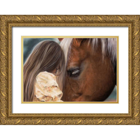 In Their Own World Gold Ornate Wood Framed Art Print with Double Matting by Harrison, Lesley