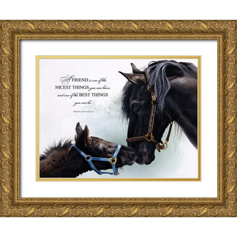 Friend Gold Ornate Wood Framed Art Print with Double Matting by Harrison, Lesley