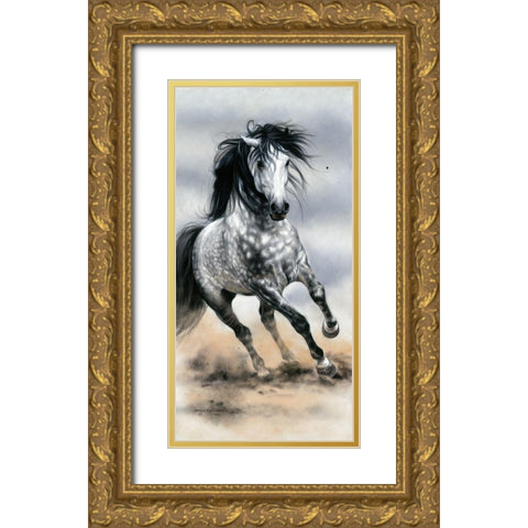 Glorious Grey Gold Ornate Wood Framed Art Print with Double Matting by Harrison, Lesley