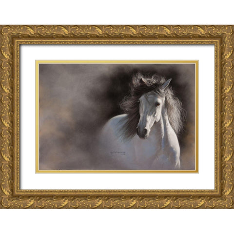 Amici Gold Ornate Wood Framed Art Print with Double Matting by Harrison, Lesley