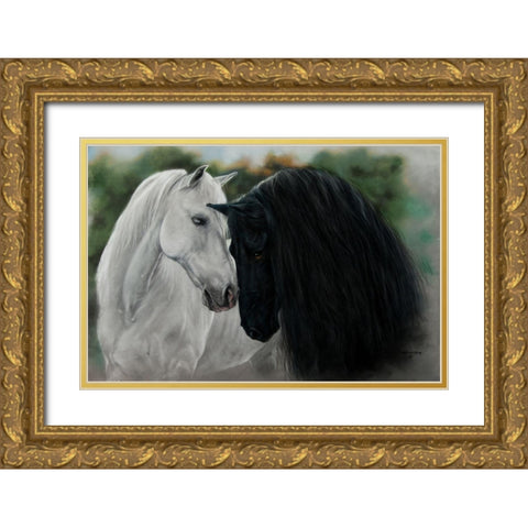 Black and White Gold Ornate Wood Framed Art Print with Double Matting by Harrison, Lesley