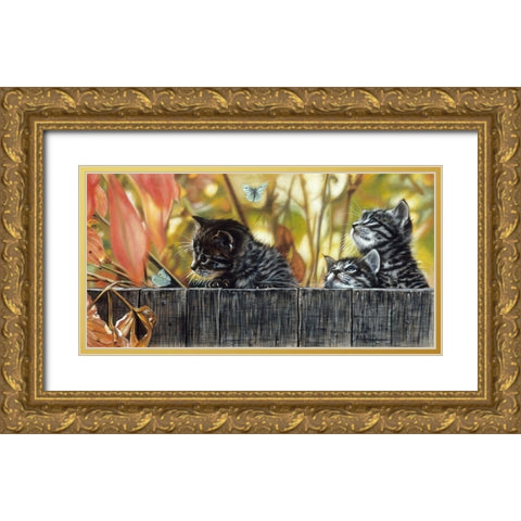 Moth Fascination Gold Ornate Wood Framed Art Print with Double Matting by Harrison, Lesley