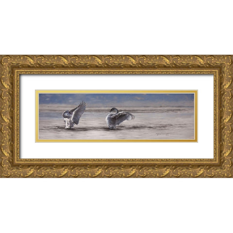 Dance of the Swans Gold Ornate Wood Framed Art Print with Double Matting by Harrison, Lesley