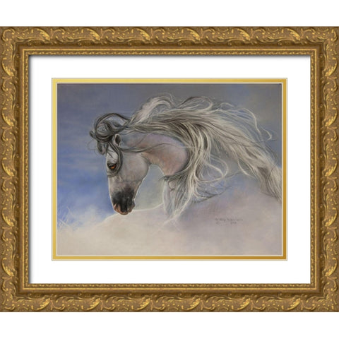 Might Mane Gold Ornate Wood Framed Art Print with Double Matting by Harrison, Lesley