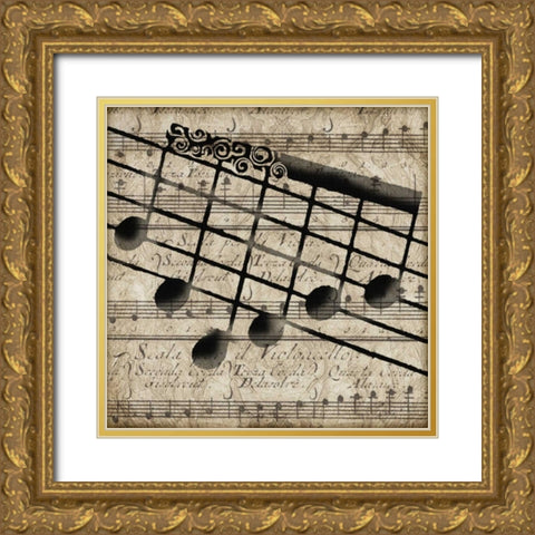 Musical I Gold Ornate Wood Framed Art Print with Double Matting by Wolk, Lisa