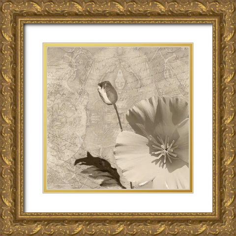 Vintage Rose I Gold Ornate Wood Framed Art Print with Double Matting by Wolk, Lisa