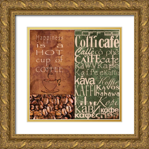 Coffee in Any Language Gold Ornate Wood Framed Art Print with Double Matting by Wolk, Lisa